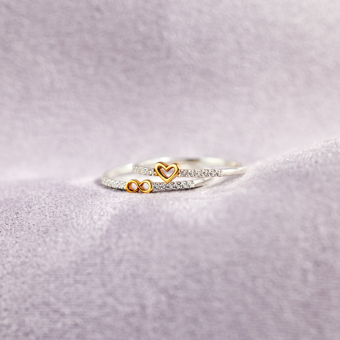 I'll Love You Forever Infinity Heart Ring Set