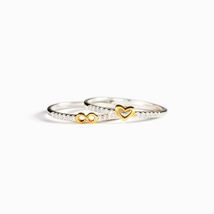 I'll Love You Forever Infinity Heart Ring Set