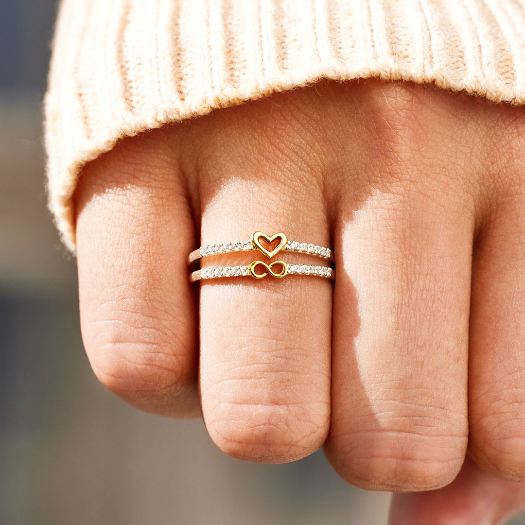 I'll Love You Forever Infinity Heart Ring Set