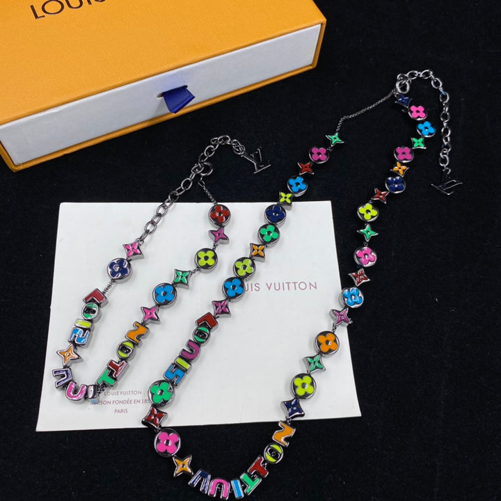 Luxury black letters colorful necklace bracelet