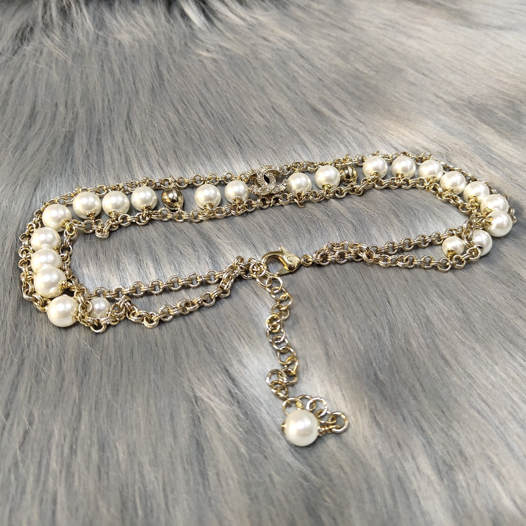 Luxury double layer sweater pearl necklace