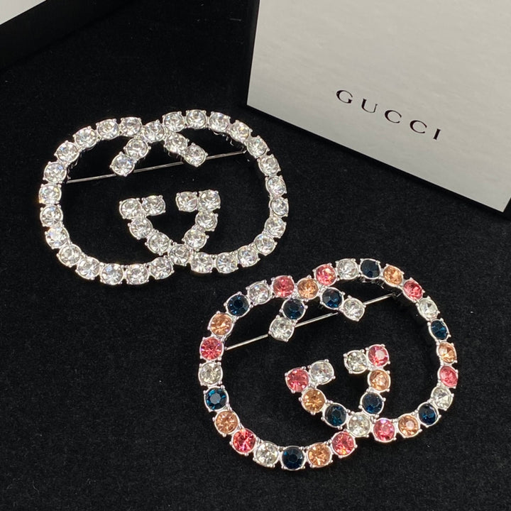 New GG Letter Rhinestone Brooch