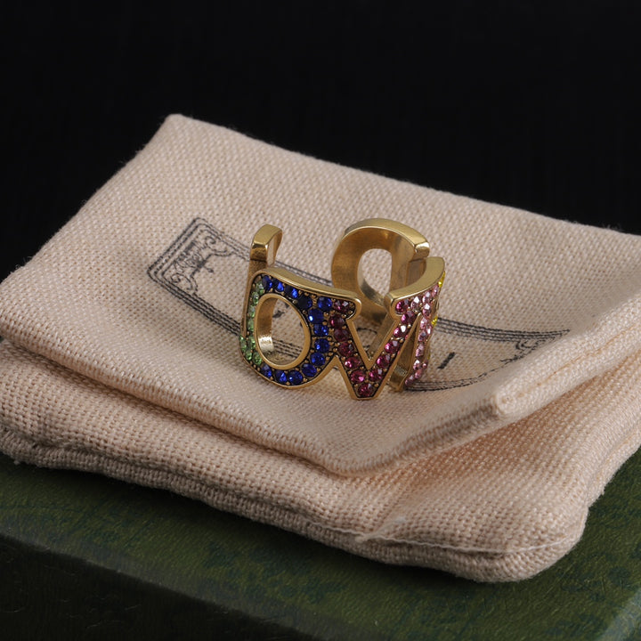 Luxury Monogram Rhinestone Ring