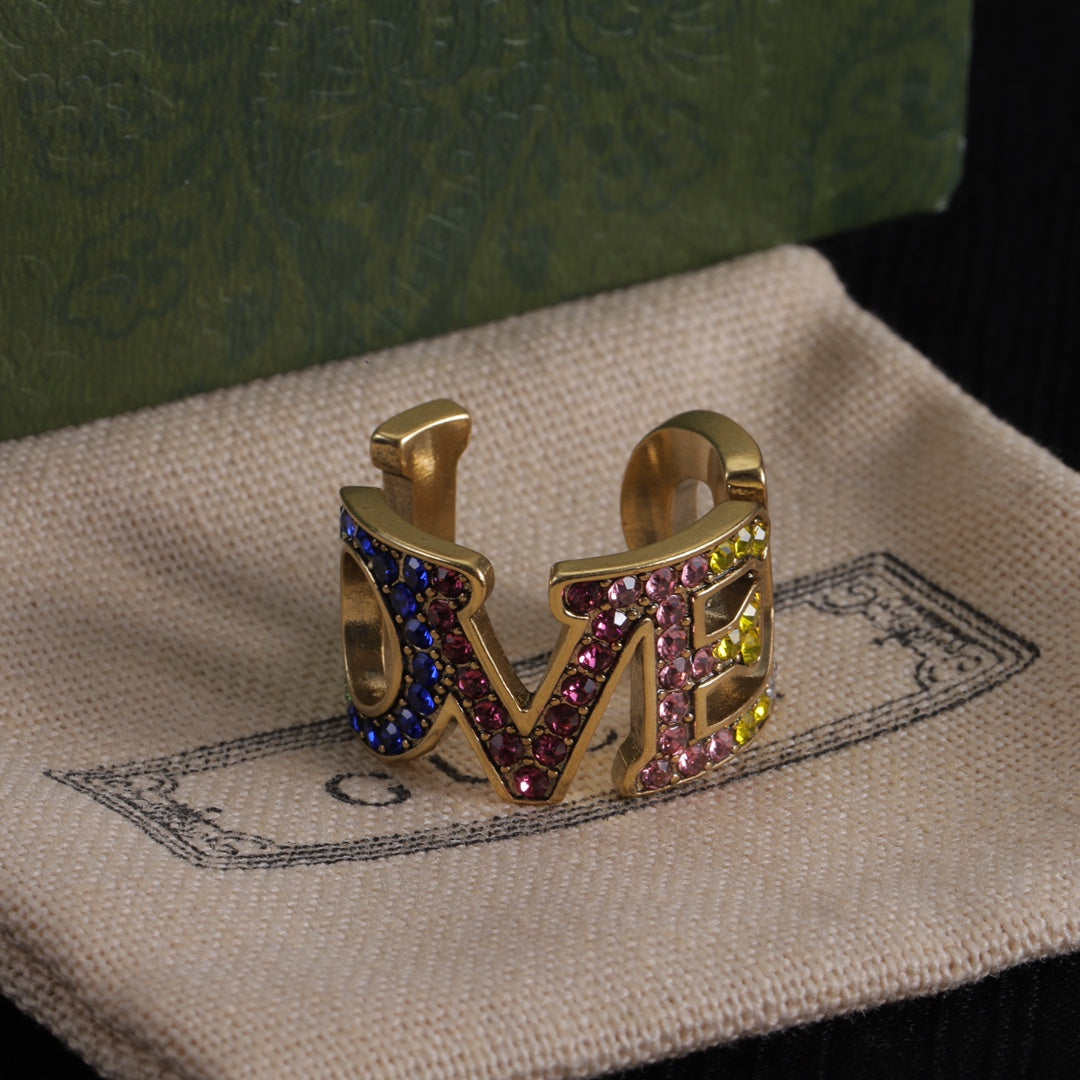 Luxury Monogram Rhinestone Ring