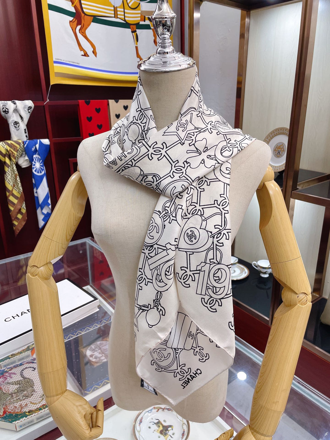 fashion digital graffiti silk square scarf