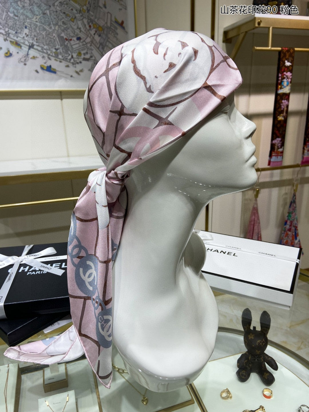 3 Colours Camellia Printed Silk Scarf-Elegant