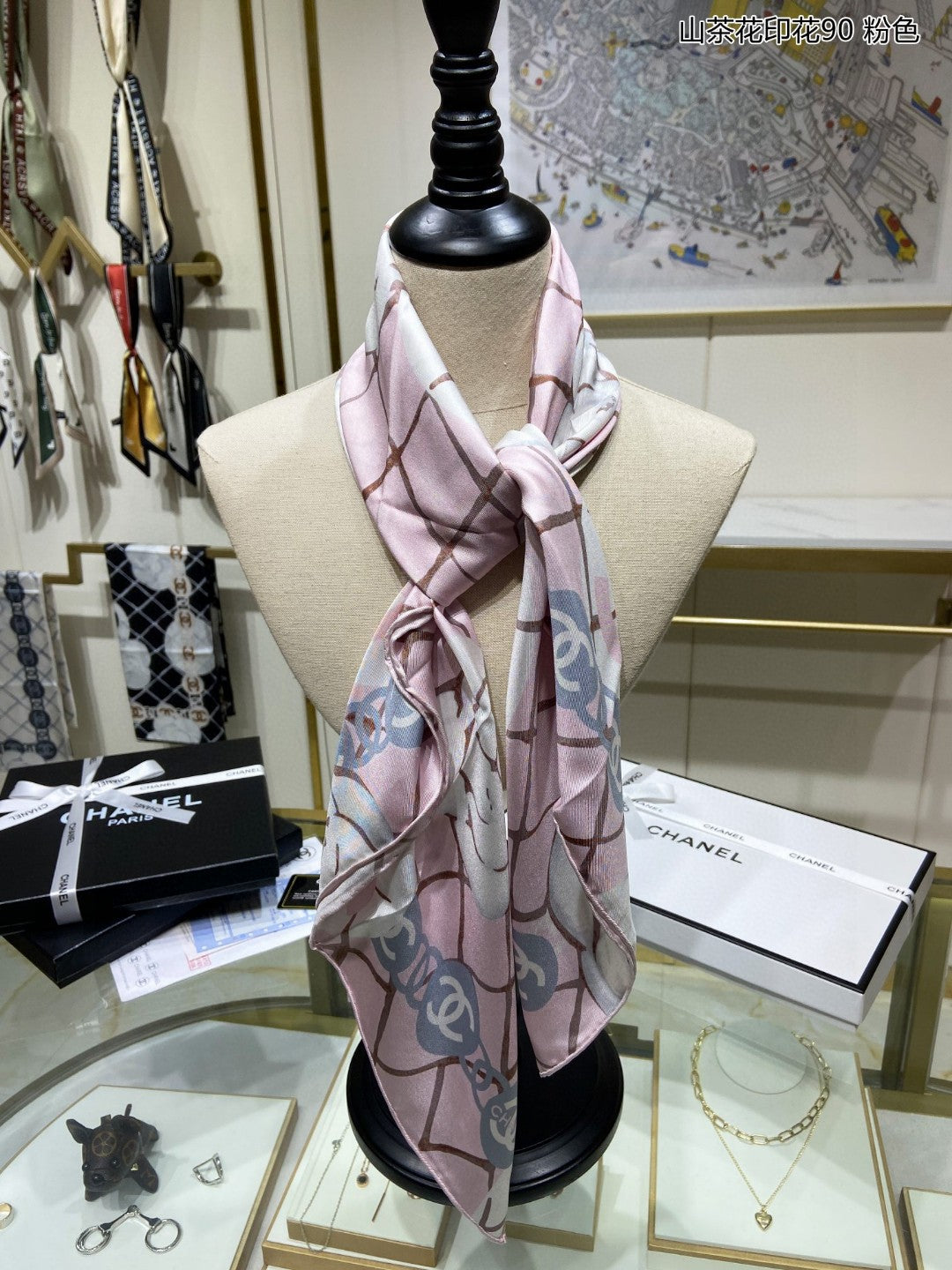 3 Colours Camellia Printed Silk Scarf-Elegant