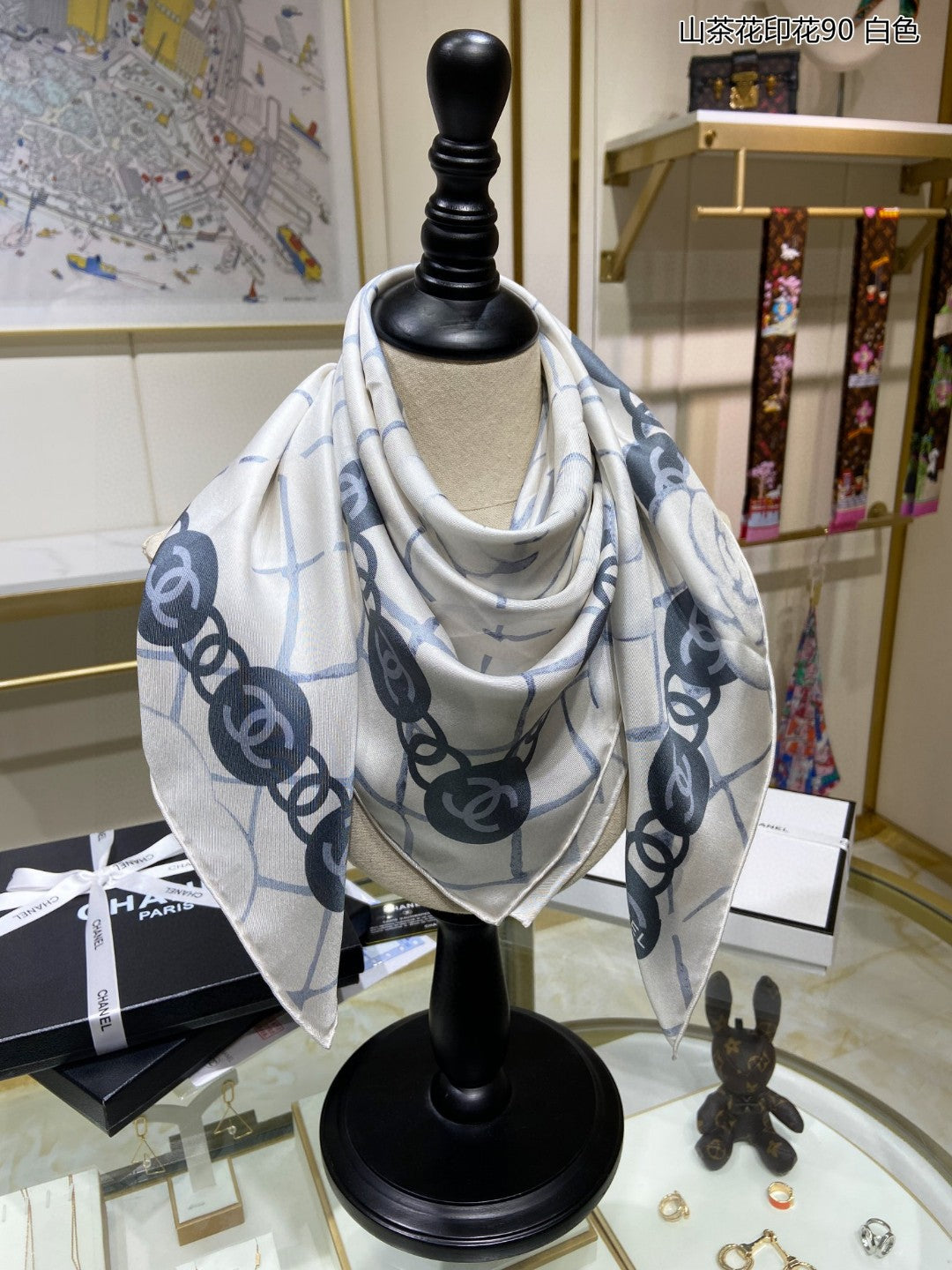 3 Colours Camellia Printed Silk Scarf-Elegant