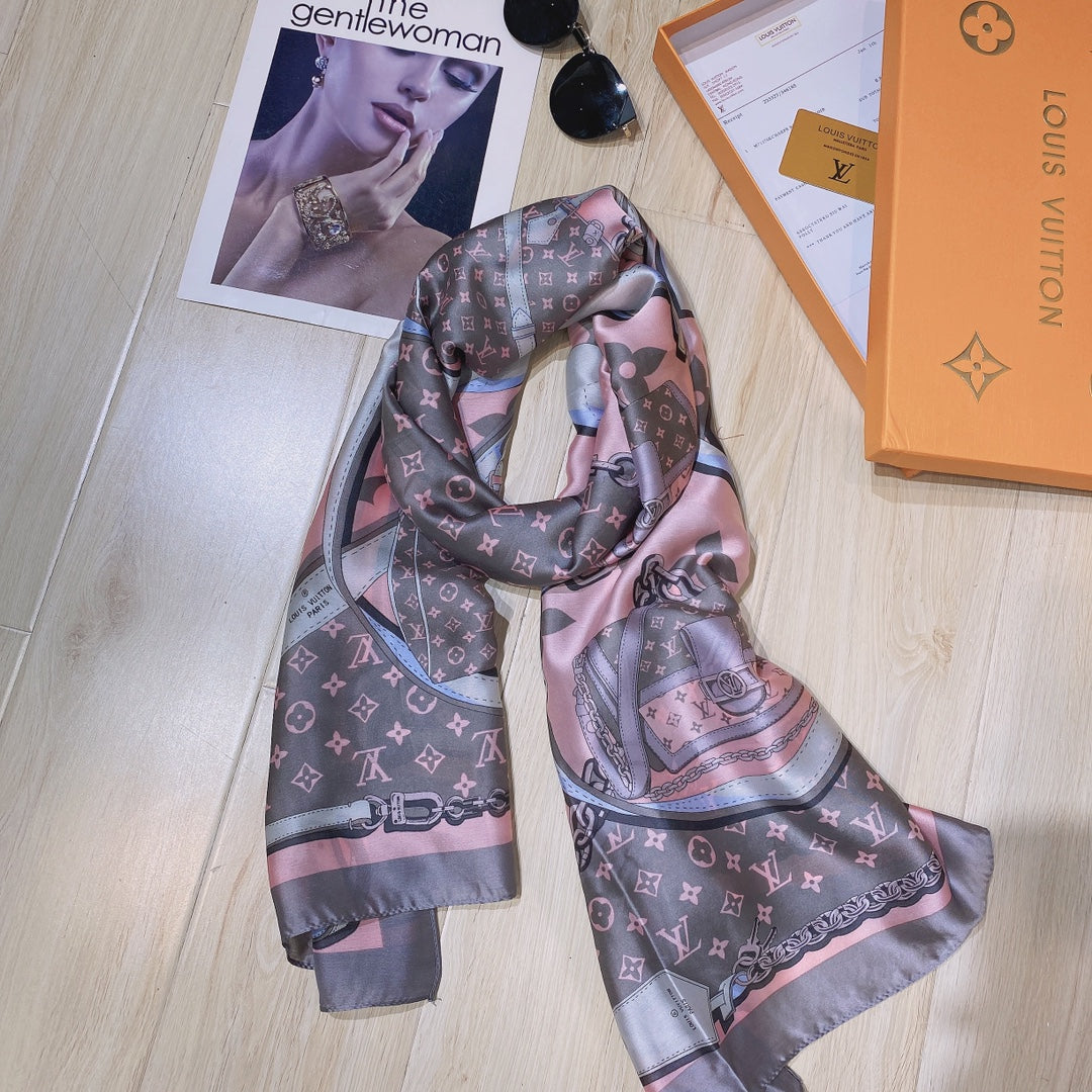 new four-leaf clover graffiti silk satin long scarf-fashion