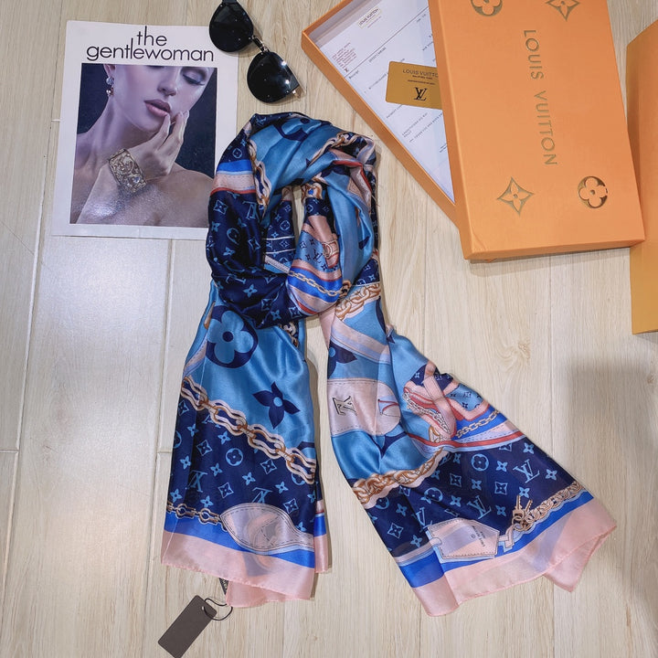 new four-leaf clover graffiti silk satin long scarf-fashion