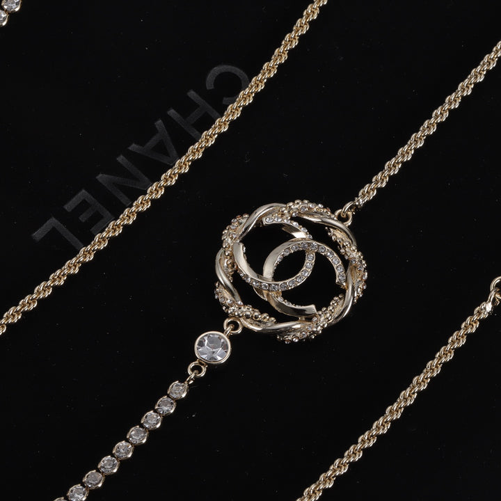 Luxury Double C Rhinestone Sweater Chain