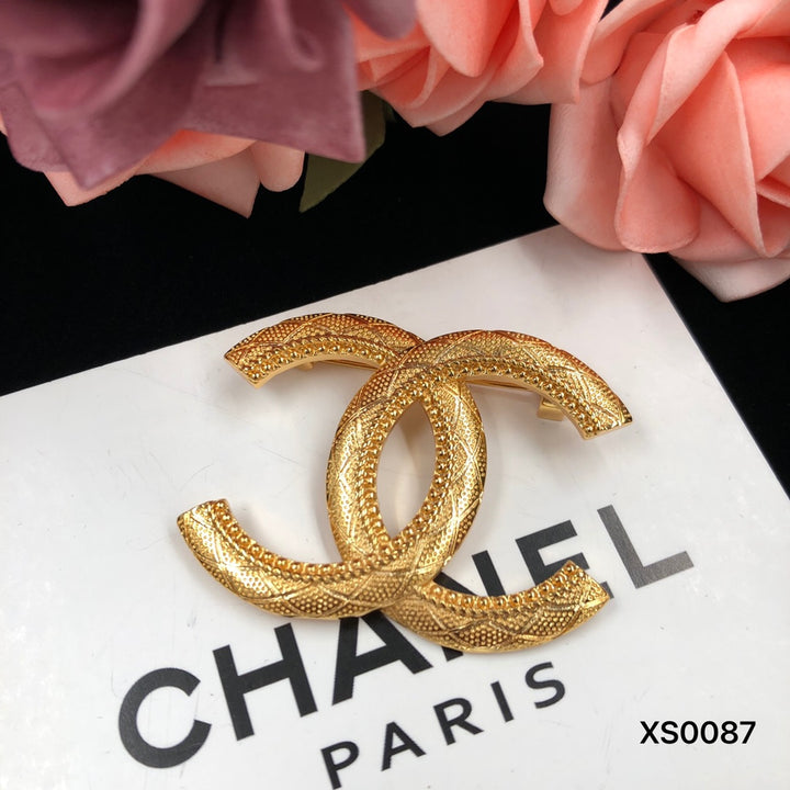 2024 Gold Double C Minimalist Brooch