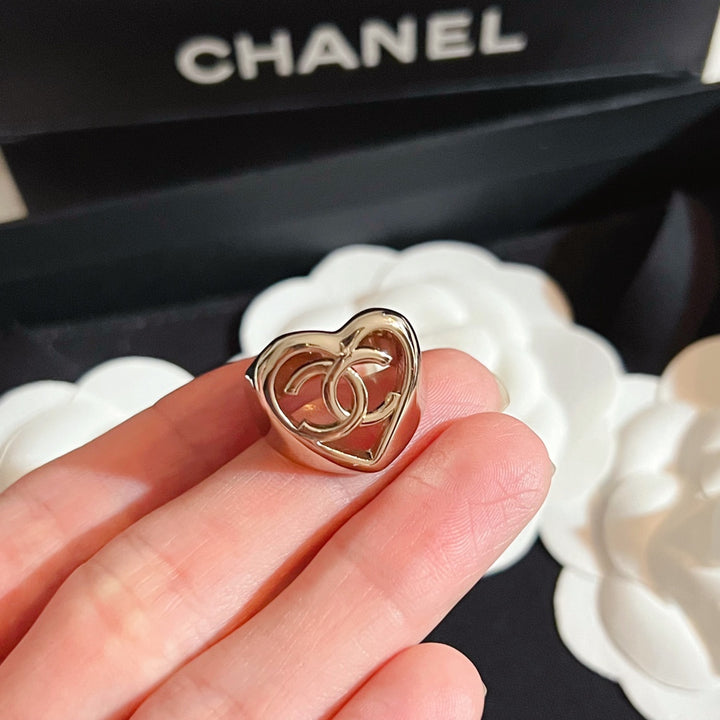 Luxury Double C Heart Cutout Ring