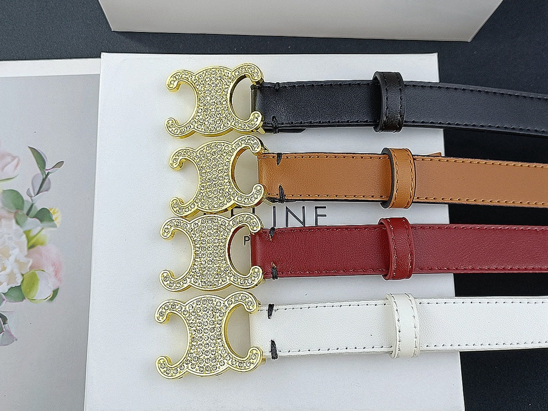 4 Colours Luxury Rhinestone Ladies Leather Belt