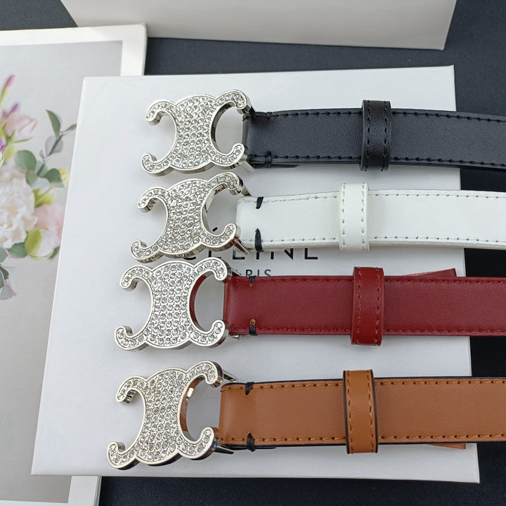 4 Colours Luxury Rhinestone Ladies Leather Belt