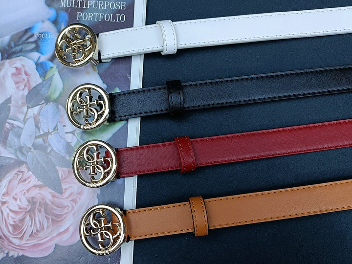 4 Colours Round Buckle Alphabet Leather Belt