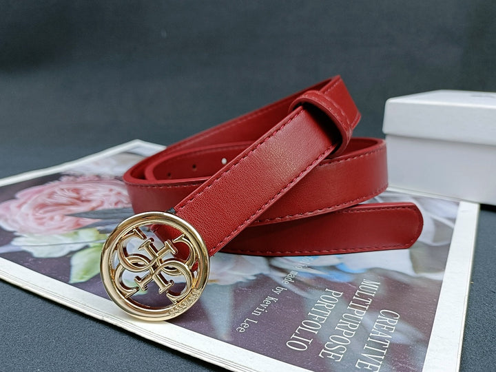 4 Colours Round Buckle Alphabet Leather Belt