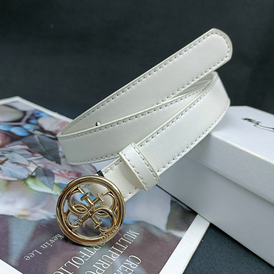 4 Colours Round Buckle Alphabet Leather Belt