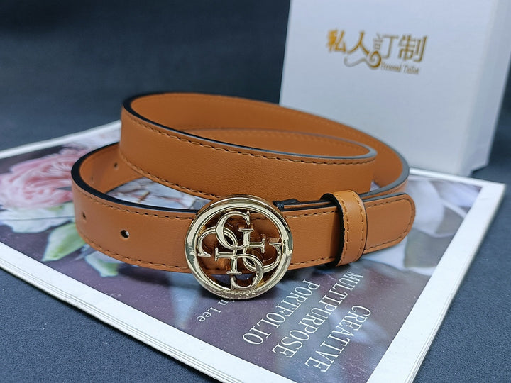 4 Colours Round Buckle Alphabet Leather Belt