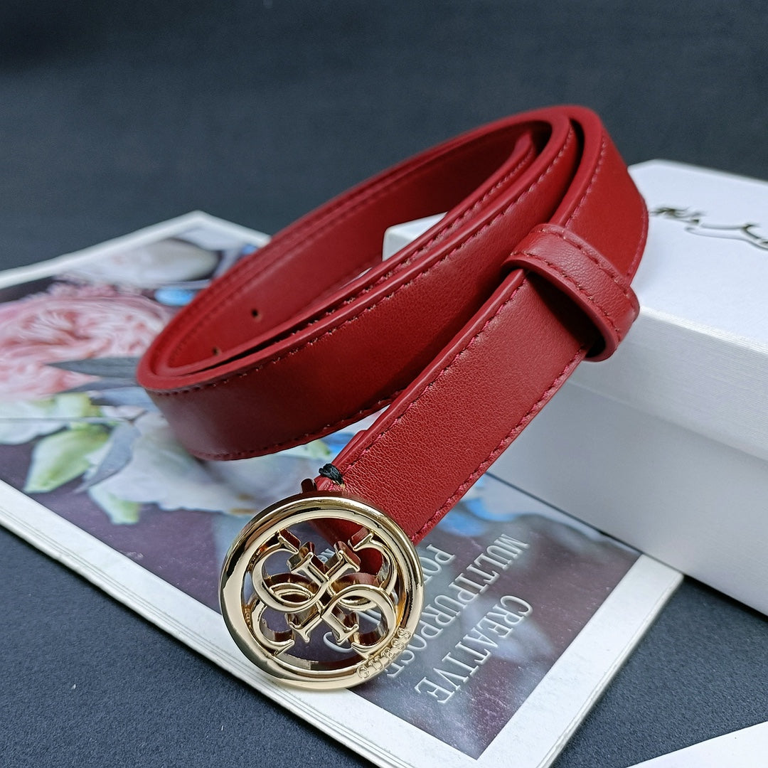 4 Colours Round Buckle Alphabet Leather Belt