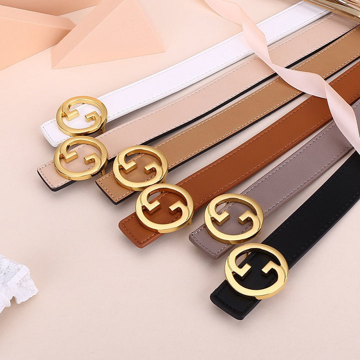 6 colours GG coloured belt ladies leather belt