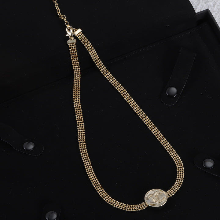 Luxury Brass Round Bead Braided Necklace