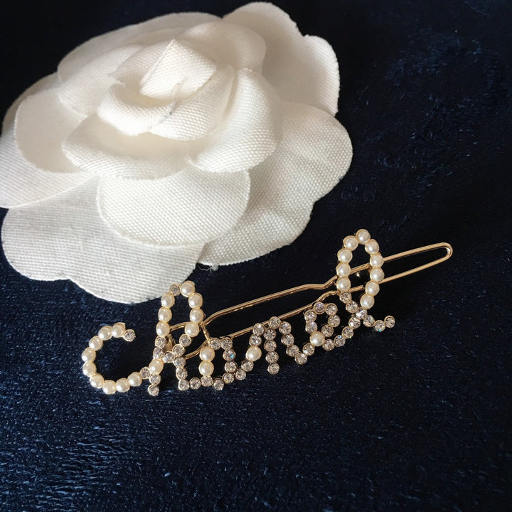 luxury monogrammed small pearl hair clips