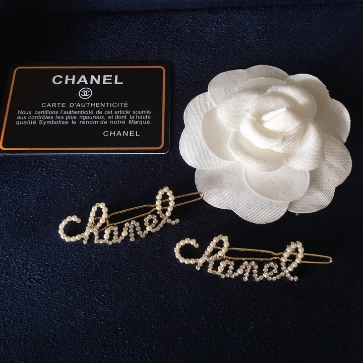 luxury monogrammed small pearl hair clips