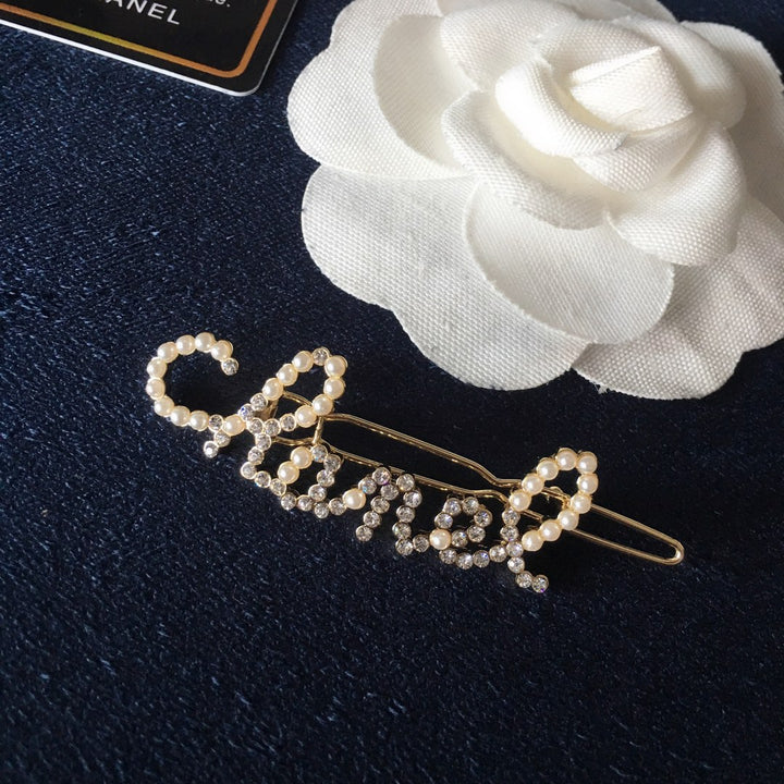 luxury monogrammed small pearl hair clips