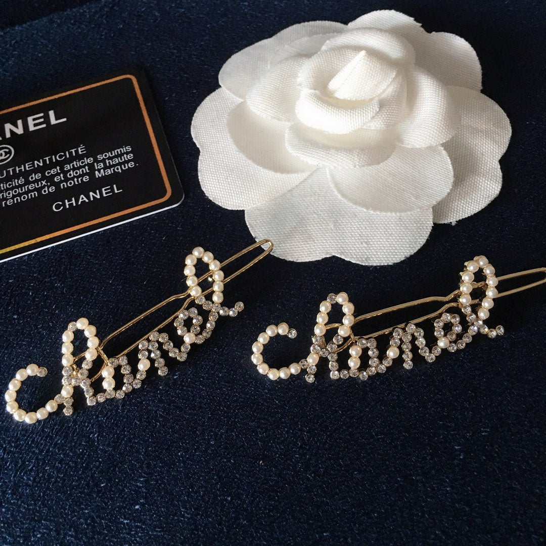 luxury monogrammed small pearl hair clips