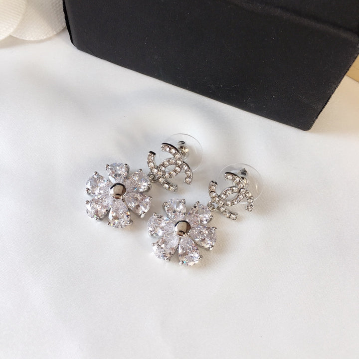 Luxury Rhinestone Flower Earrings