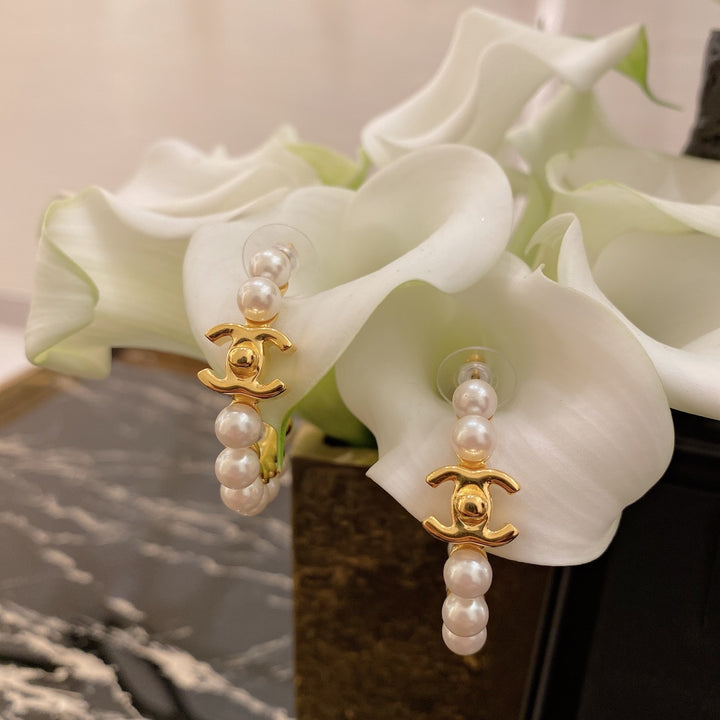 Double C Pearl Earrings