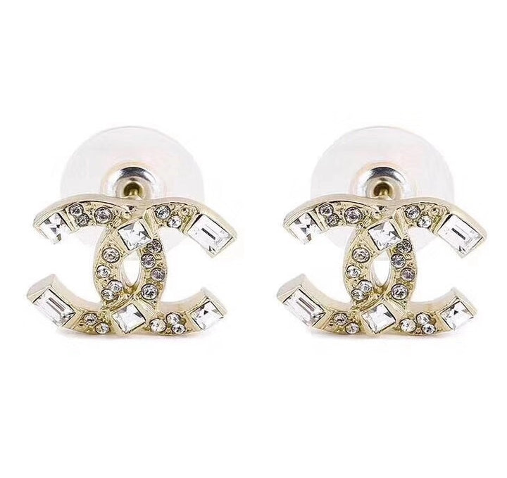 Luxury Double C Square Diamond Earrings