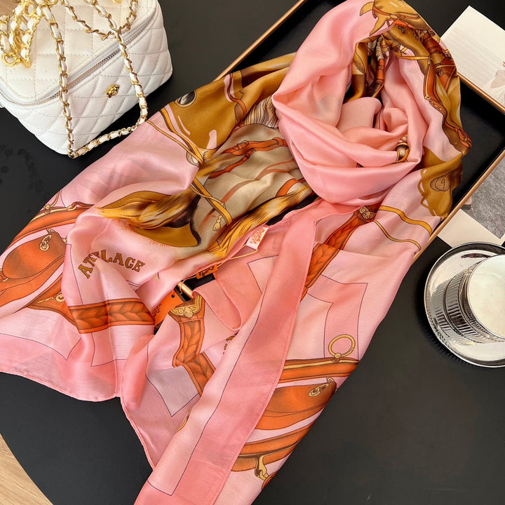 4 Colours Graffiti Long Silk Scarf - Elegant