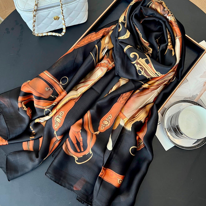 4 Colours Graffiti Long Silk Scarf - Elegant