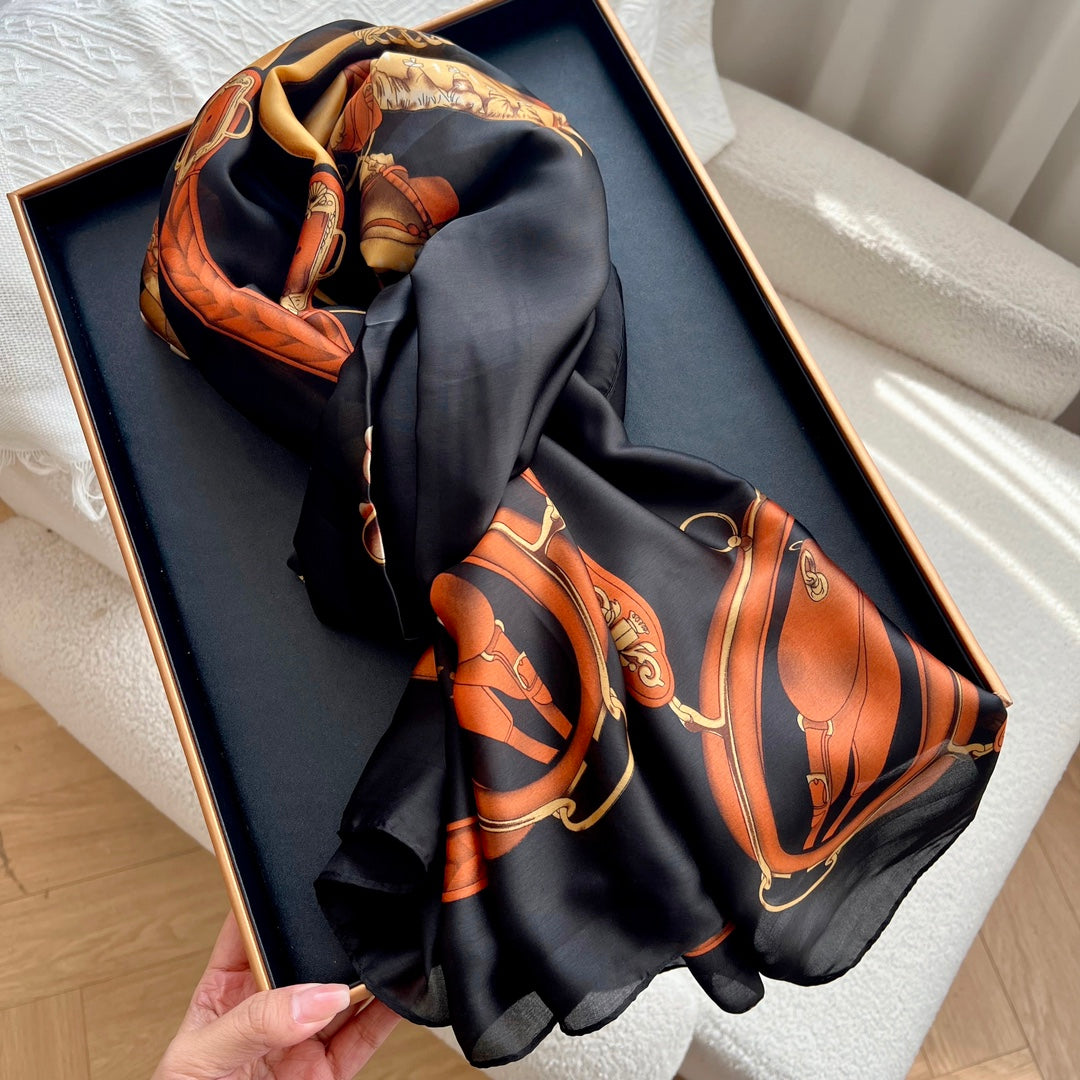 4 Colours Graffiti Long Silk Scarf - Elegant