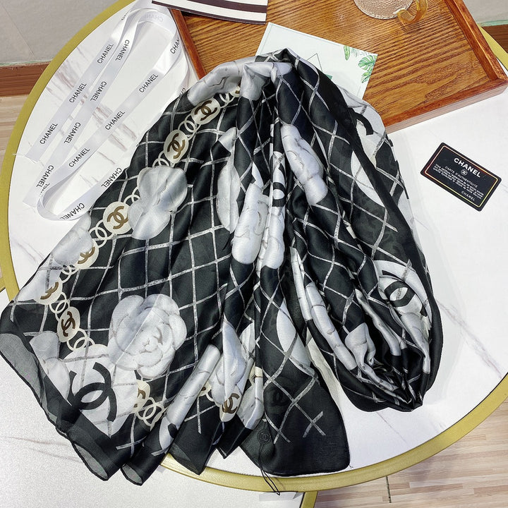 New long floral pattern spring and summer silk scarf - Elegant