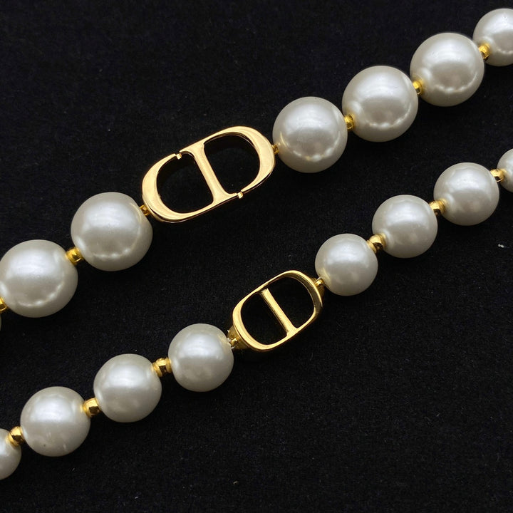 snow white pearl necklace bracelet set