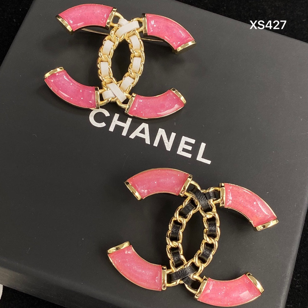 Luxury Ruby Double C Letter Brooch