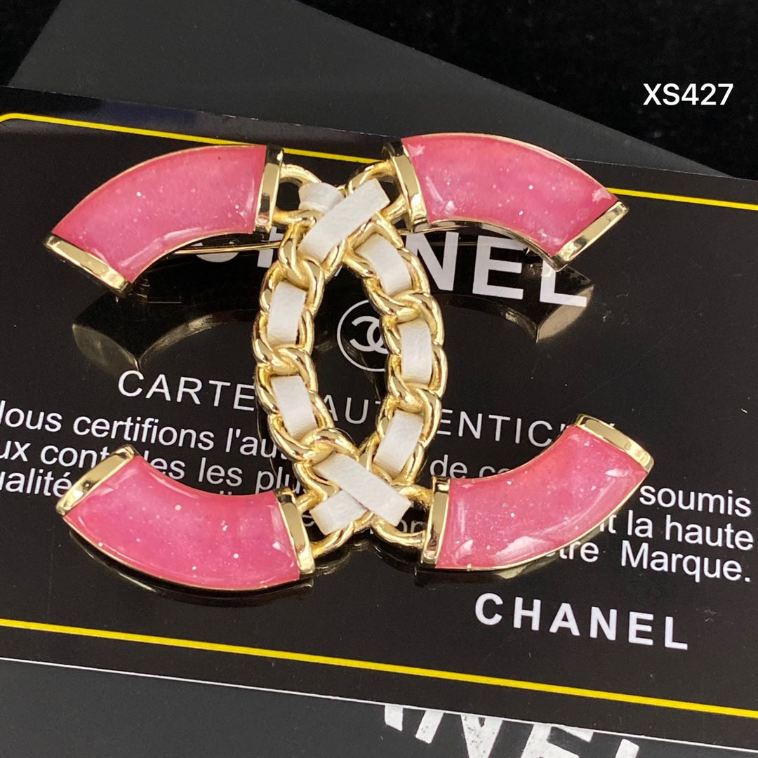 Luxury Ruby Double C Letter Brooch