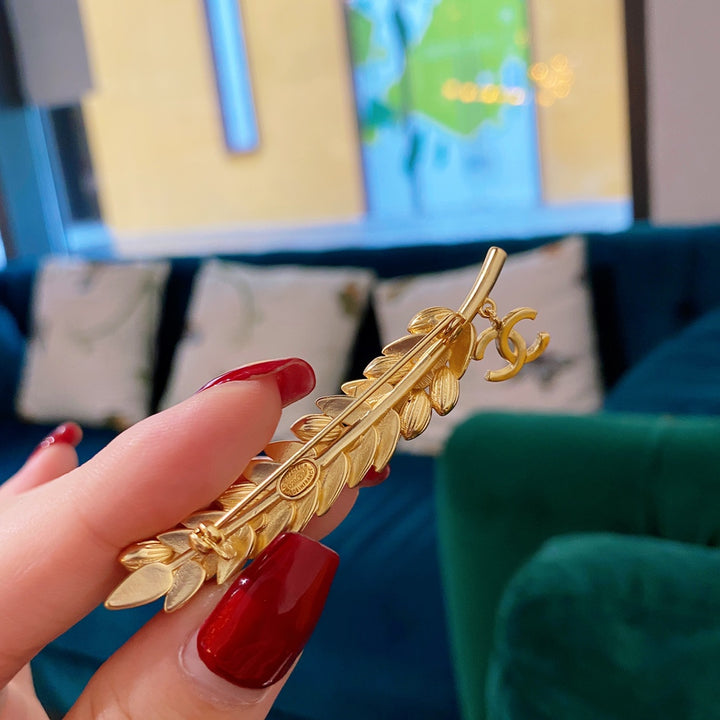 Fashion Golden Feather Inlay Brooch