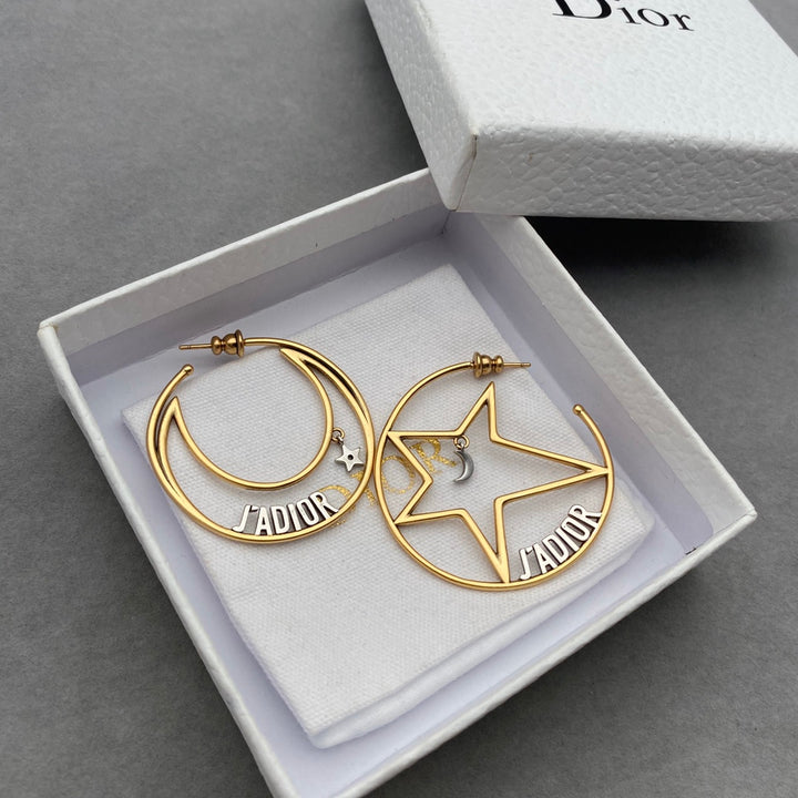 Luxury Asymmetric Star and Moon ☪️ Earrings