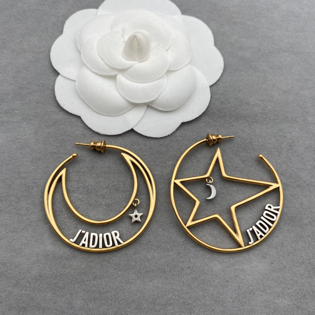 Luxury Asymmetric Star and Moon ☪️ Earrings