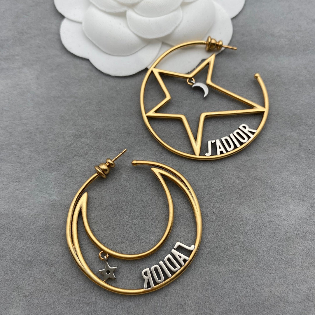 Luxury Asymmetric Star and Moon ☪️ Earrings