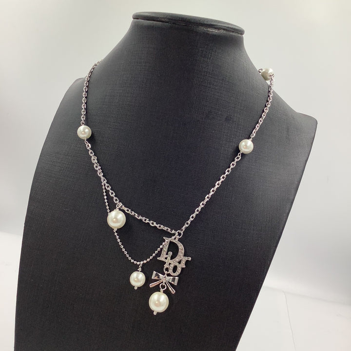 Luxury Pearl and Rhinestone Monogram Necklace