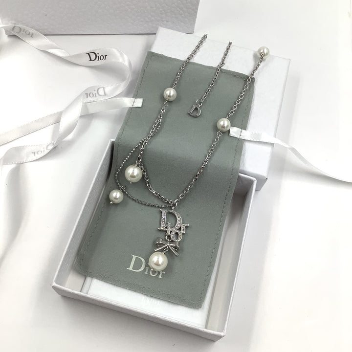 Luxury Pearl and Rhinestone Monogram Necklace