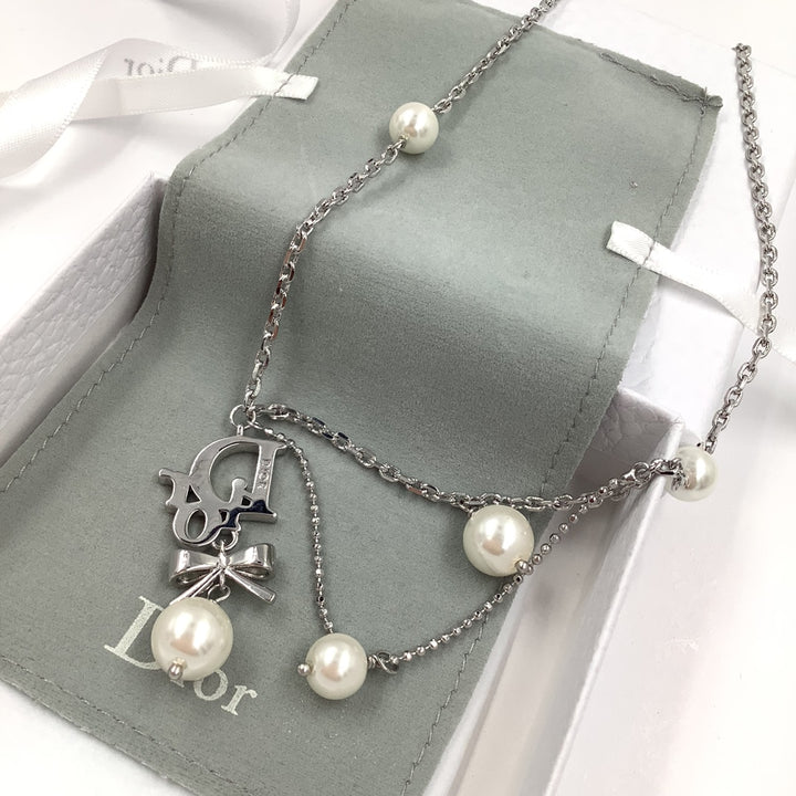 Luxury Pearl and Rhinestone Monogram Necklace