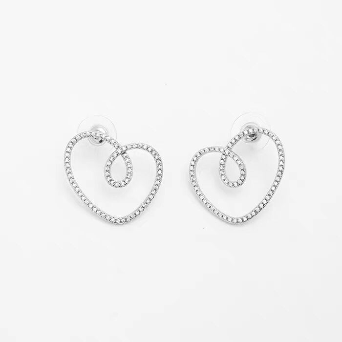 Romantic Running Rhinestone Love Earrings