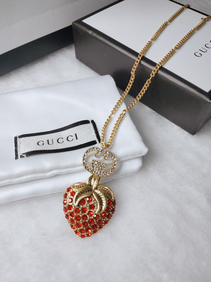 Delicate Red Diamond Strawberry Necklace