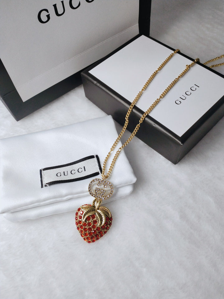 Delicate Red Diamond Strawberry Necklace